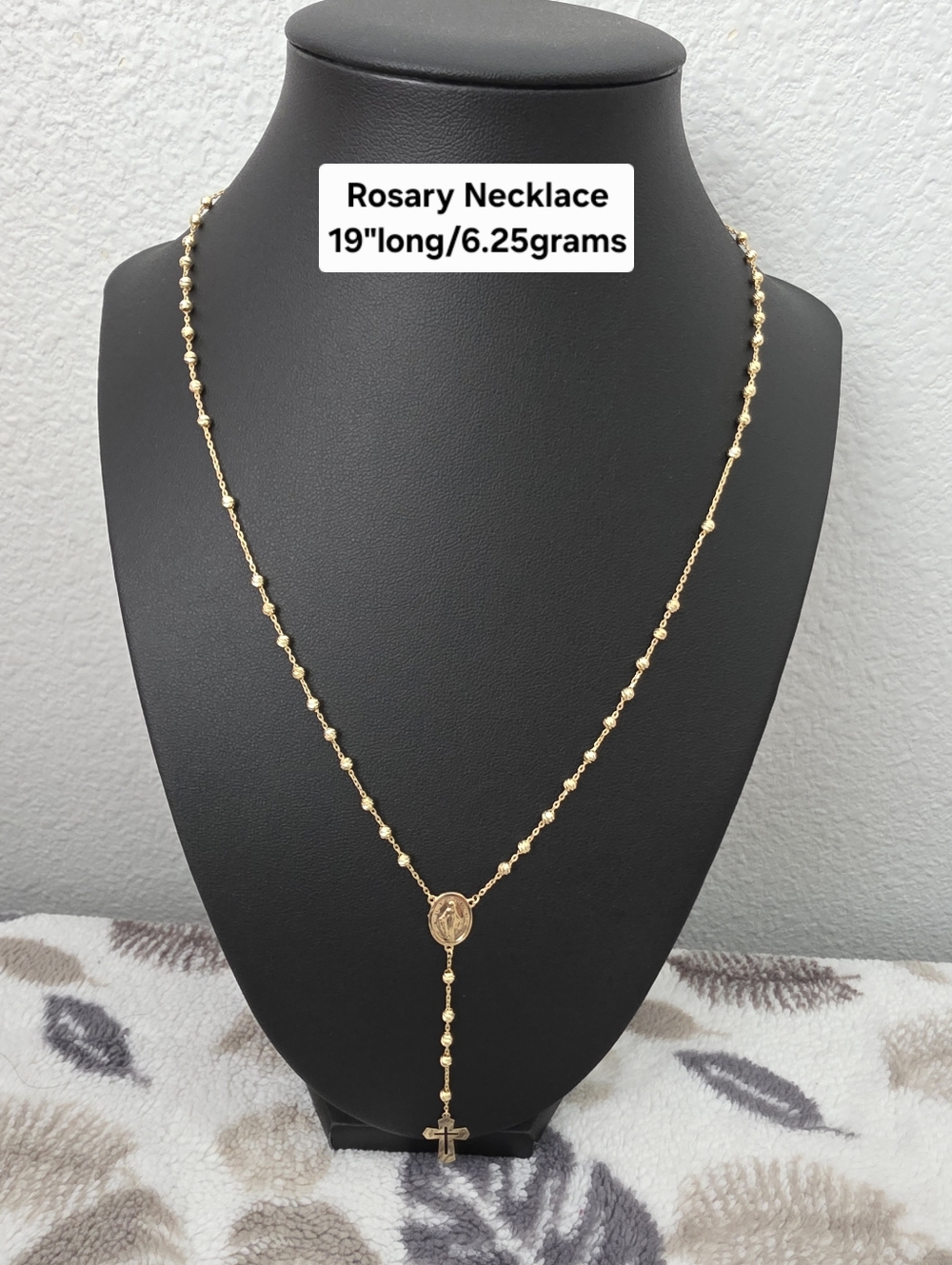 18K Real Gold Rosary Necklace